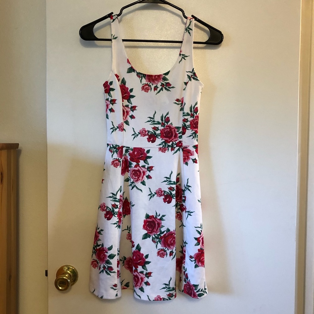 Divided Tank Top Dress JR 2 White with Roses